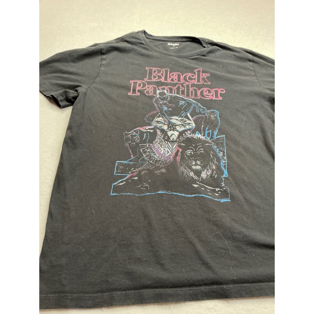 Old Navy Black Panther Graphic T-Shirt Marvel Superhero Black Large Casual